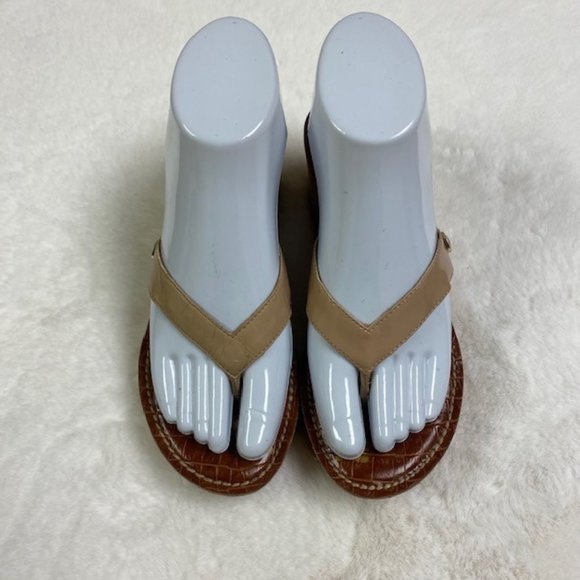Sam Edelman Romy Cork Wedge Sandal Thong Tan Size 6 - Picture 2 of 8